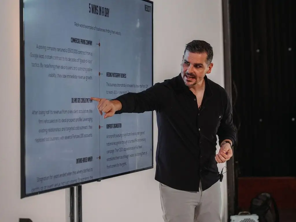 Good Agency presenting StoryBrand messaging strategy at whiteboard